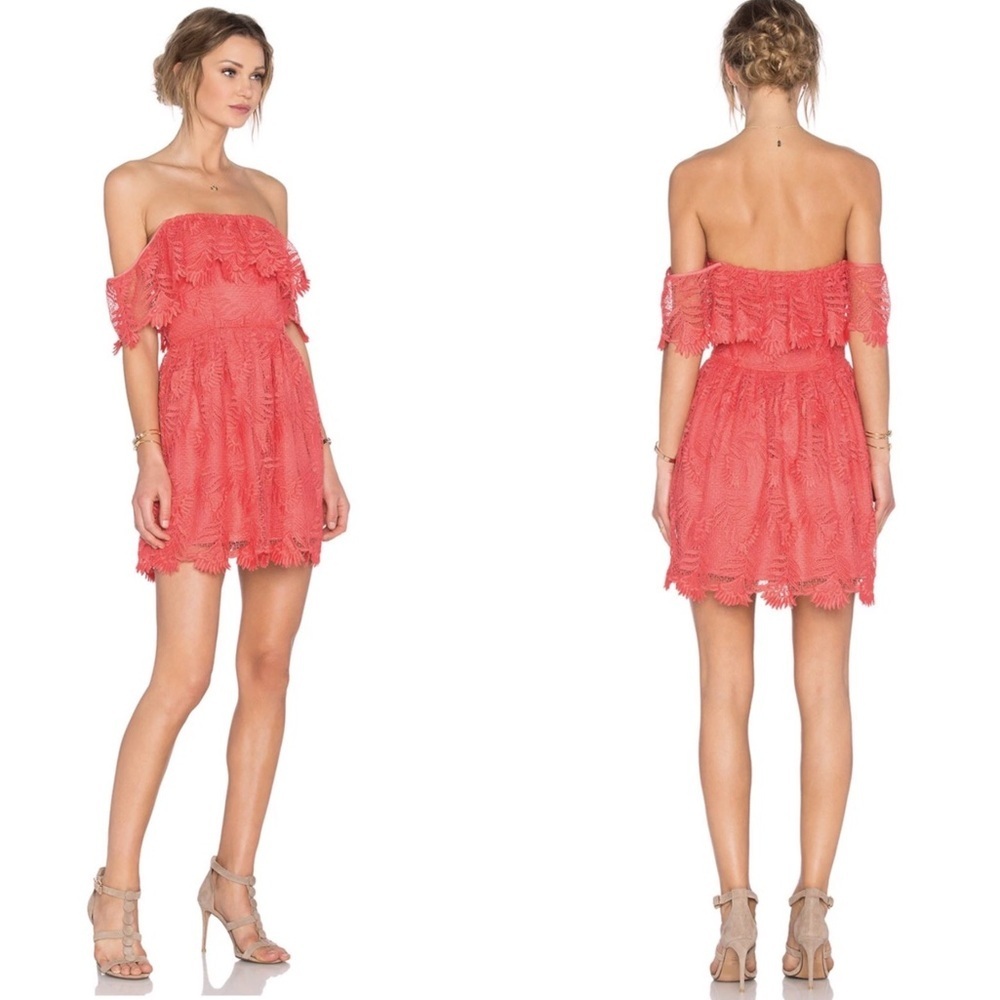 Lovers and Friends Coral Reef Pink Dream Vacay Off Shoulder Dress Size Small